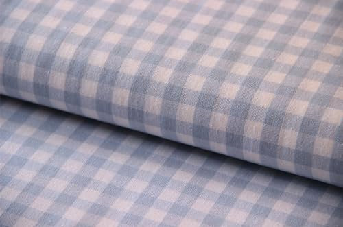 Baumwolle bedruckt Karo Meterware - Baumwollstoff kariert - BW Webware Landhaus *Ab 50cm, Farbe: 002 babyblau