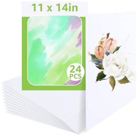 APACALI 24 Pack Canvas for Painting 28 x 36cm, 11 x 14inch Blank Canvas, Blank Canvases for Art, Small Canvases Boards for Painting, Sketching, Drawing, 2.5mm Thickness
