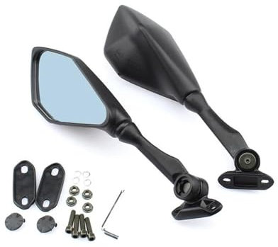 Motorrad Rückspiegel Für Ninja Spiegel Motorrad Rückspiegel Für Kawasaki Für Ninja 125 250 250R 300 400 650 1000 H2 H2R Für Ninja ZX6R Für ZX10R Für ZX14R Lenker Endspiegel(Short Blue Lens)