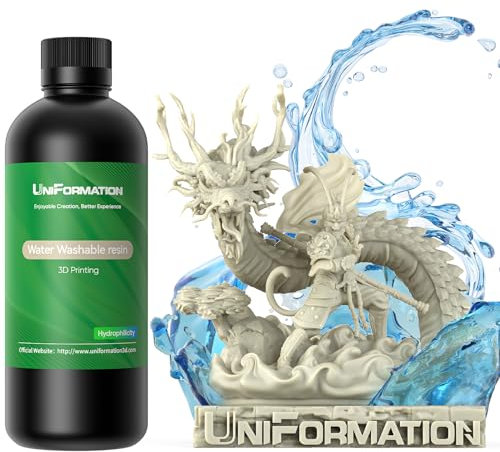 UNIFORMATION 3D Drucker Resin HD Wasser abwaschbares Harz leicht zu reinigen schnell UV hrtendes 3D Drucker Harz Photopolymer niedrig viskos schnelles 3D Harz für HD Vanille 1KG