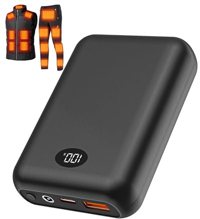 Paquete de batería de chaleco térmico de 16000 mAh compatible con ORORO y Venustas, paquete de batería de 7.4 V para chaleco térmico con 2 cables adaptadores, banco de energía para chaleco, chaqueta,