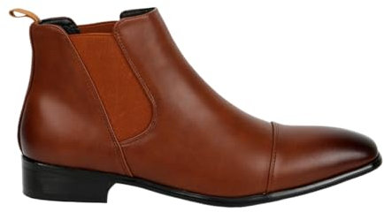 LVTFIYQX Stivaletti Neri Elasticizzati da Uomo Stivali Chelsea in Pelle Confortevoli con Fodera Calda Stivali da Esterno con Punta Affusolata E Tacco Quadrato,Marrone,39 EU