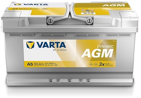 VARTA Automotive DYNAMIC AGM (A5) 12V 95Ah 850A - Batteria auto al piombo-acido per sistemi start-stop e xEV - Batteria di avviamento per fabbisogno energetico più elevato - senza manutenzione