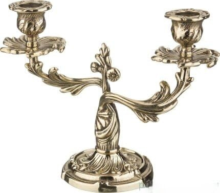100% Messing ANTIK Kerzenständer Kerzenleuchter 2 Flammen Gold 18 cm Massiv Kandelaber Gedeckte Tisch Tischleuchter Armleuchter