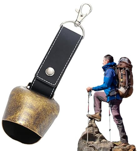 CHENNAN 1 Pcs Anti Bär Glocken, Bärenglocke aus Leder, Bärenglocken für Wanderer, Vintage Mini Kuhglocke, Laute Bärenglocken zum Wandern, Für Outdoor-Wanderungen, Rucksack-Anhänger, Tierhalsbä (C1)