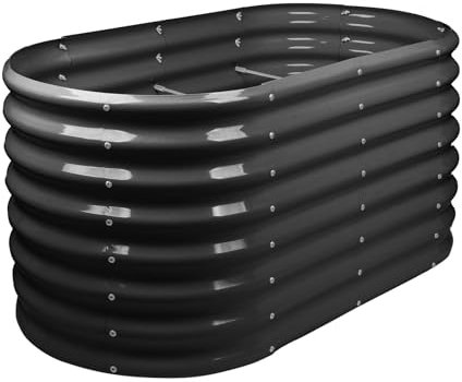 Harbour Housewares Raised Garden Bed - Anthracite - 120 x 60 x 60cm - Rounded - Bottomless Metal Raised Bed Galvanised Steel Planter Box for Growing Outdoor Plants, Vegetables, Flowers and Herbs