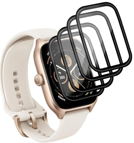 Yieehhow Pellicola Protettiva per Amazfit GTS 4 43mm Vetro Temperato [4 Pezzi], PMMA Film Protettivo Composito, HD/Anti-graffio, 3D Curva Protezione Schermo per Amazfit GTS 4 43mm