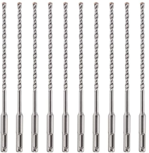 10 Pack Of - 6mm x 210mm Long SDS Plus Hammer Drill Bits, Professional Tungsten Carbide Tipped Masonry Drill Bit For Brick, Concrete, Stone, Granite. 6mm SDS Drill Bit