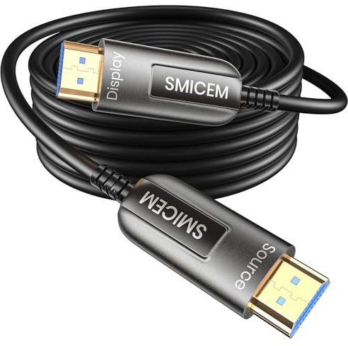 SMICEM 8K HDMI Fibre Optic Cable 100M Optical HDMI 2.1 Cable 48Gbps Ultra High Speed 8K @ 60Hz 4K @ 120Hz Dynamic HDR eARC Dolby HDCP 2.2 & 2.3 for HDTV/Projector/Home Cinema/TV Box