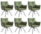 Hellove Akzent-Schreibtischstuhl, Esszimmerstuhl, Drehbarer Samt-Polsterstuhl mit Armlehnen, Mid-Century-Modern Stühle mit Stahlbeinen für Esszimmer, Küche, Wohnzimmer,Grün, 6 Stuhl