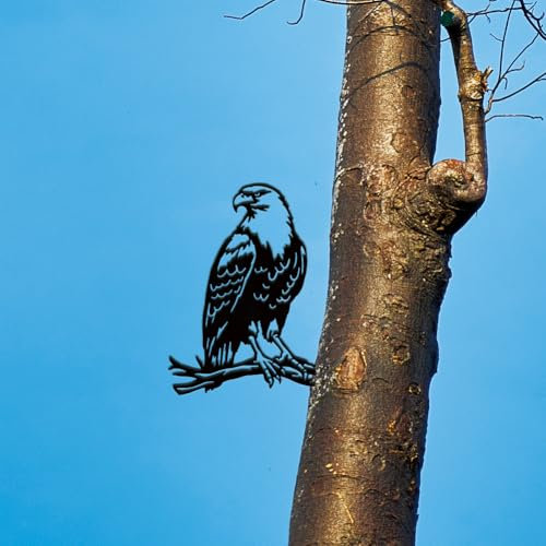 SUPERDANT Metall Adler Gartendekoration Außenbereich Gartenstecker Gartendekoration Schwarzer Baum Dekoration Tiere Gartenstecker Metall Gartendeko Für Rasen Und Terrasse Geschenk Für Gärtner