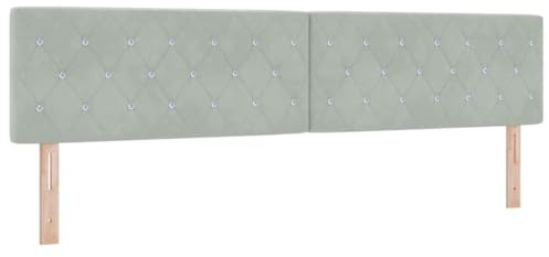vidaXL Velvet Headboard Argyle with Headboard Light grey 200 cm Velvet, Adjustable Headrests, Plush Bedroom Accessory, Contemporary Furniture, Customizable Design, Home Accent