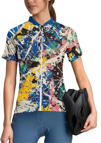 Radfahren Jersey Frauen MTB Tops Mountainbike Jersey Shirts Kurzarm Sommer 02-Hellblau XL