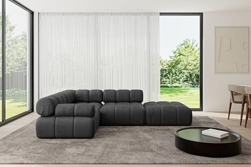 ALTDECOR Modulares Sofa Ecksofa in L-Form Corner modular Sofa Eckcouch Couch Wohnlandschaft Cauchsofa Polstersofa Felto-L1-285x190x70 cm Schwarz