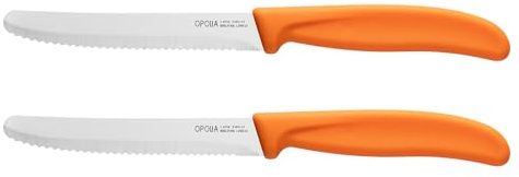 OPOLIA Tamato Knives,Orange Table Knife Set of 2,Serrated Kitchen Knive,Stainless Steel Sharp Dinner Knife,Utility Knifes,Ergonomic Handle Paring Knifes for Vegetable and Fruits,Dishwasher Safe