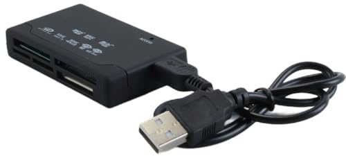Durlo Adaptador lector de tarjetas de memoria multiusos todo en uno para tarjetas SD, SDHC, M2, MMC y XD con USB externo (negro)