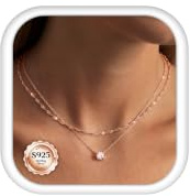 ORAZIO 2 Pieces Rose Gold Necklace For Women | 14K Gold Plated Necklace Hypoallergenic Adjustable Zircon Chain Choker Necklaces For Women Gold Jewellery