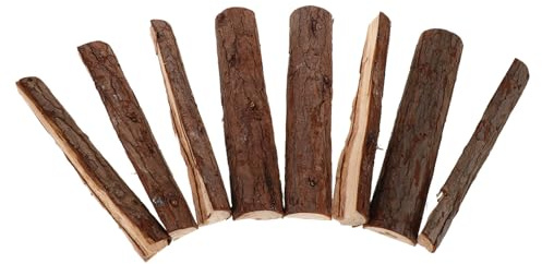 CRAFTHROU Leña Decorativa para Jardín y Chimenea, 8 Piezas de Troncos Secos de Abedul 25 CM Corteza, Uso en Fogatas y Actividades al Aire Libre