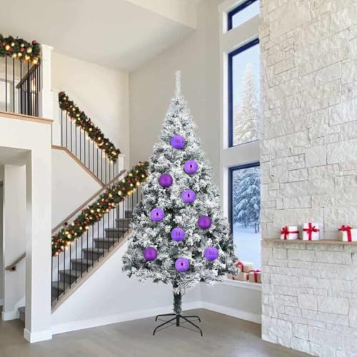 Runheo Weihnachtsbaumschmuck Set XXL 4-tlg lila Kunststoff Kugeln Ornamente Anhänger für Tannenbaum Advent Winter Deko Christbaumschmuck mit Stern Spitze Glocke Zapfen für festliche Girlande