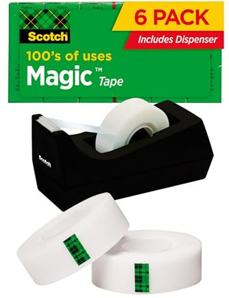 Scotch Brand Magic Tape mit schwarzem Spender, viele Anwendungen, unsichtbar