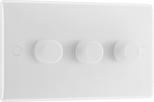 BG Electrical Intelligent Triple Wall Dimmer Switch, 2 Way, Round Edge, Nexus 800 Series, White Moulded, 200W, 883-01