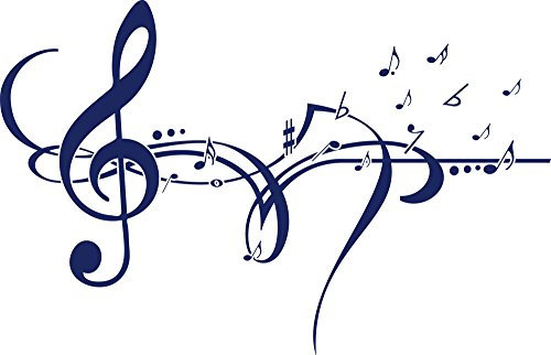 GRAZDesign Wandtattoo Musik Wohnzimmer Jugendzimmer Musikraum | Wandaufkleber Notenschlüßel - 89x57cm / 049 königsblau