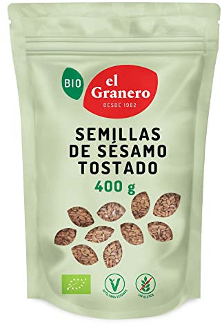 El Granero Integral - Semillas de Sésamo Tostado 400 g - Rico en Vitaminas - Fuente de Sodio y Potasio - Favorecen el Correcto Funcionamiento del Sistema Nervioso - Aptas para Veganos