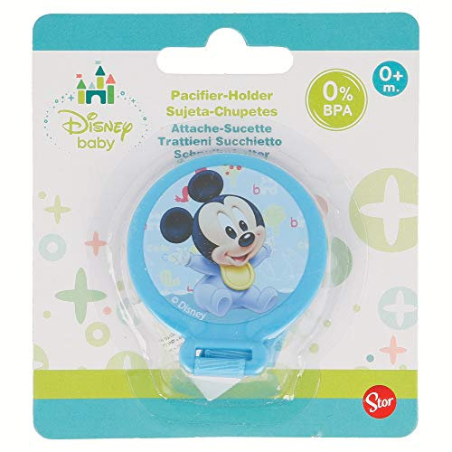 Elemed 39823 Baby Schnuller Halter in Blister mit Micky Maus, mehrfarbig