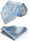 HISDERN Herren Krawatte Blumen Paisley Krawatte & Einstecktuch Set Blau Gold
