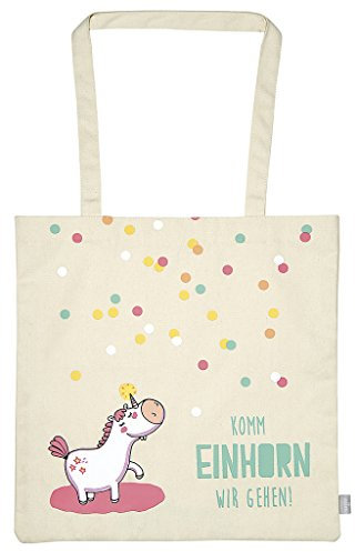moses. Happy me Shopper Einhorn I Tragetasche 100% Baumwolle Sporttasche, 42 cm, Natur