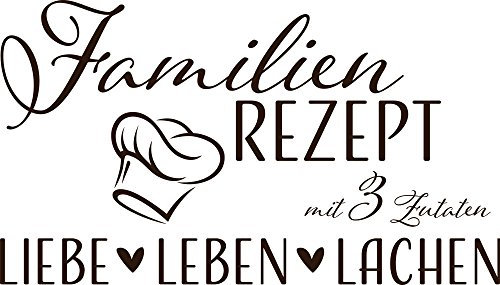 GRAZDesign Wandtattoo Wohnzimmer Familie Familienrezept mit 3 Zutaten, Lustig Sprüche Flur, Küche, Wandaufkleber selbstklebend, Wandsticker modern, 53x30cm, 080 braun