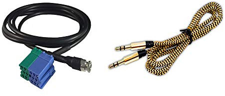 1neiSmartech Cavo Aux Per Fiat Bravo Dal 2007 Radio Visteon Ingresso Jack Femmina Da 3,5Mm Lunghezza 150Cm + Cavo Nylon Besync Colore Oro (Gold) Per Mp3 Smartphone Iphone