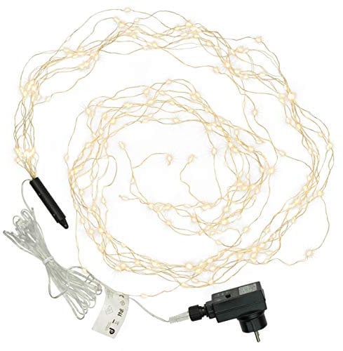Nipach GmbH Lichterregen 200 LED warm weiß 10 silberne Drähte mit je 20 LED Trafo Timer Lichterkette Weihnachtsdeko Partydeko Lichterbündel Weihnachten