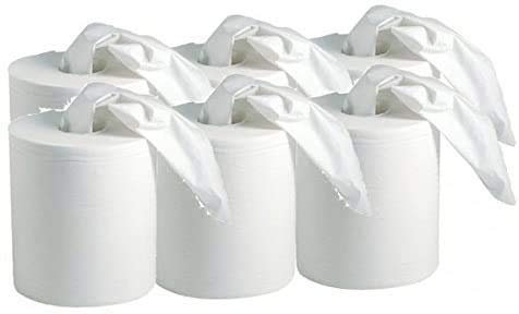 A.K TRADING ESSUYAGE PAPIER BOBINE ESSUIE MAIN BLANCHE PURE OUATE 450 F - PAQUET DE 6 bobines - 050109