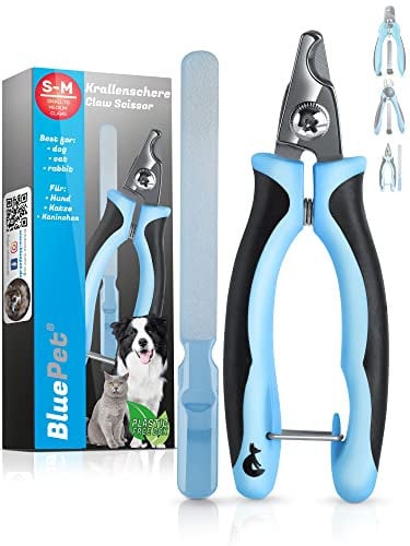 BluePet Coupe-Griffes pour Chien, Chat et Animaux de Taille Petite et Moyenne - Lime à Ongles intégrée - Manipulation Professionnelle - Coupe-Ongles Efficace - Ciseau pour Griffes Petites et Moyennes