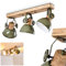 Deckenleuchte Orny, Deckenlampe aus Metall/Holz in Grün/Weiß/Braun, 3-flammig, mit verstellbaren Strahlern, 3 x E27-Fassung, Spot im Retro/Vintage Design, ohne Leuchtmittel