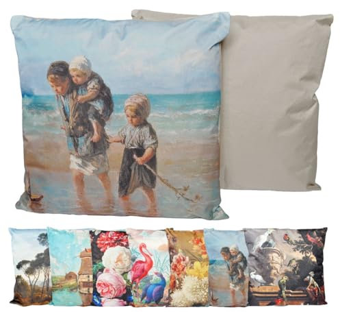 JACK Outdoor Lounge Kissen 45x45cm Motiv Dekokissen inkl. Füllung Wasserfest Sitzkissen Garten Stuhl, Farbe:Küstenleben