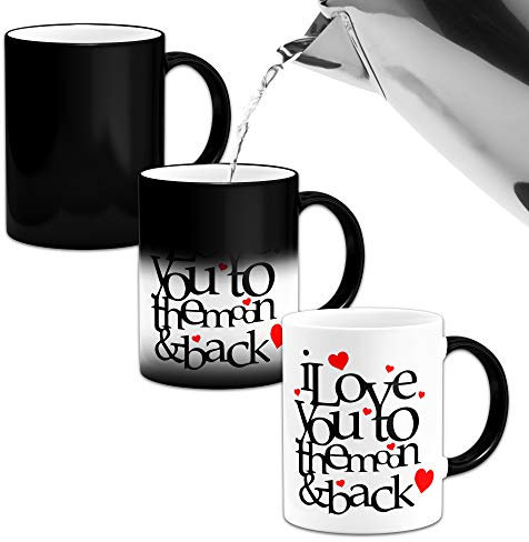 I Love You to The Moon and Back (Hearts) Novelty Heat Colour Changing Mug
