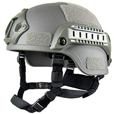 Jitong Taktischer Helm Militär-Stil Schutzhelm für Airsoft Paintball Outdoor-Sportarten Mountainbike Radfahren CQB Shooting - Grau