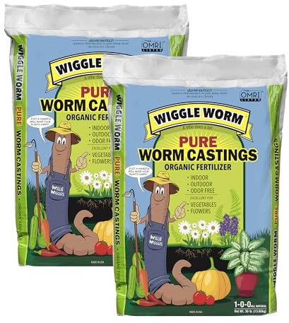 Wiggle Worm 100% Pure Organic Worm Casting Fertilizer, 30lb (Pack of 2)