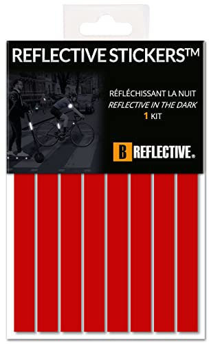 B REFLECTIVE 3M® LINES™ Kit strisce riflettenti, Multi supporto: Bicicletta, Scooter, Monopattino Elettrico, Tutti i caschi, Tecnologia 3M, 1x15 cm, Rosso rubino