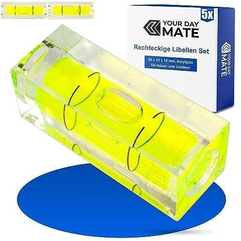 Nivel de burbuja, paquete de 5, 15 x 15 x 40 mm, niveles de precisión con burbuja de aire, mini nivel para cámaras, camping y caravanas, nivel bloque con marcas claras, spirit level, tools, DIY