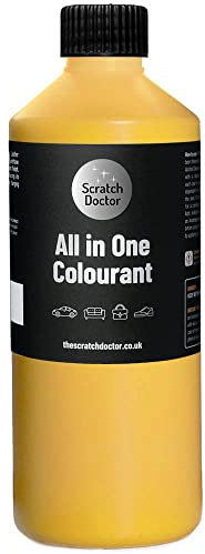 Scratch Doctor Colorant tout-en-un pour cuir - Peinture de réparation pour meubles, canapés, sièges de voiture (jaune, 500 ml)