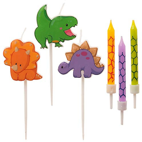 Dekora - Kuchendeko Geburtstag | Dinosaurier Geburtstagskerzen Kinder - 15 Stück, mehrfarbig, 345407