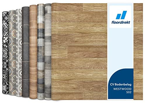 Floordirekt PVC Bodenbelag Meterware nach Maß Vinylboden, CV Linoleum für Küche & Balkon in Holzoptik, Fliesenoptik, Steinoptik - robust & pflegeleicht 200 x 200 cm | Spark | Westwood S02