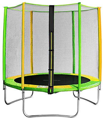 Supfine Trampolin für den Außenbereich, Ø 150 cm, für Kinder, mit Sprungmatte, Sicherheitsnetz und Beschichtung für die Kanten, Blau, 100 kg