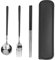 Portable Reusable Travel Cutlery Set, 3Pcs Stainless Steel Cutlery Set with Storage Box, Include Fork Spoon Chopsticks with Case (Black)