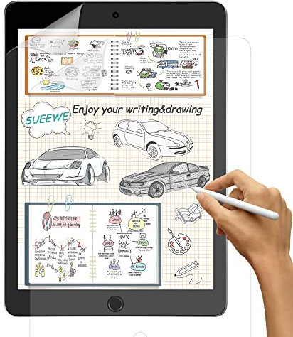 SUEEWE [2 Stück] Like Matte Papier Folie für iPad 9./8./7. Generation (10,2 zoll, 2021/2020/2019), [Blendfreiem] PET Papier Gefühl schutzfolie zum Zeichnen, Schreiben, Skizzieren
