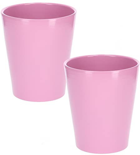 Kotarbau® - Set da 2 vasi da fiori in ceramica, per orchidee, altezza 150 mm, diametro 120 mm, colore viola chiaro