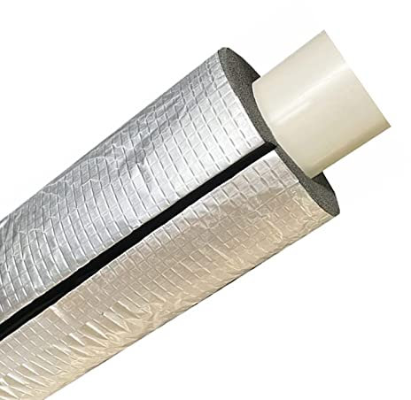 Vetris Rohrisolierung Thermo-Isolierung Rohr Isolierschlauch Wetterfeste Schaumstoffschlauch Selbstklebende Aluminium Film Rohrschale Zuschneidbar Für Klimaanlage, 1m Länge, 22/28/48/76mm ID